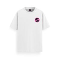 Camiseta blanca clásica de Cocoloco con el logo pequeño delante y grande detrás