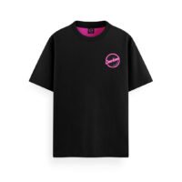 Camiseta negra clásica de Cocoloco con el logo pequeño delante y grande detrás
