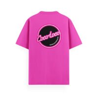 Camiseta rosa clásica de Cocoloco con el logo pequeño delante y grande detrás