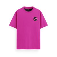 Camiseta rosa clásica de Cocoloco con el logo pequeño delante y grande detrás